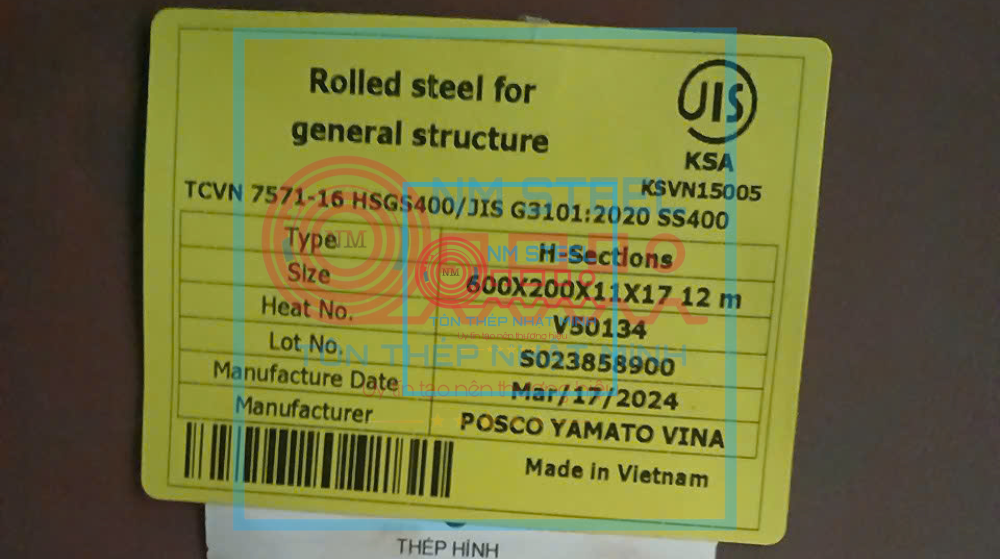Thép Hình Posco I600x200x11x17 6M 12M Tây Ninh